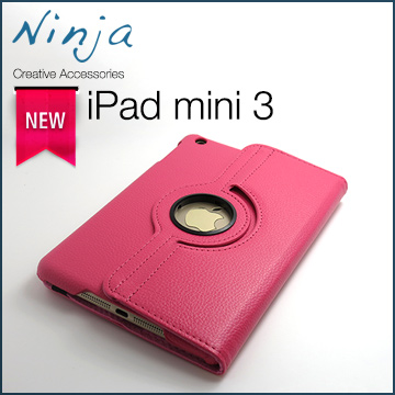 【東京御用Ninja】iPad mini 3專用360度調整型站立式保護皮套（桃紅色）