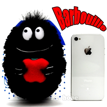 日本進口BARBOUILLE【泡泡黑豆】絨毛軟式矽膠iPhone4/4S手機背蓋/殼