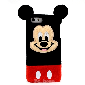 日本進口Disney iphone5【快樂米奇】3D絨毛手機背蓋
