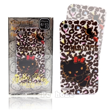 日本限定SANRIO【Hello Kitty豹紋俏皮小惡魔】軟式iphone4/4S手機背蓋/殼