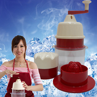 《全佳豪》台灣製造便利免電果菜機刨冰機榨汁機-透清涼組（刨冰機1榨汁機1保鮮蓋3不沾刀1）