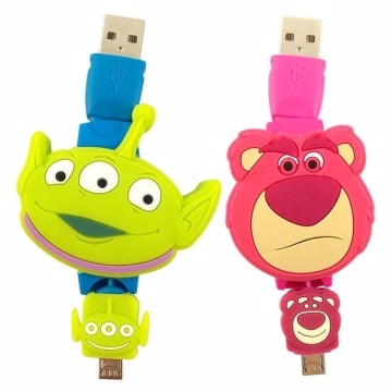 【Disney】Micro USB 玩具總動員TOYS造型伸縮傳輸線-三眼怪/熊抱哥