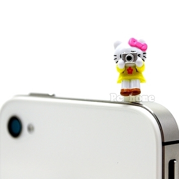 日本進口SANRIO【Hello Kitty幫妳照相】iphone音源孔防塵塞