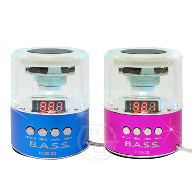 B.A.S.S.七彩圓型可攜式插卡收音喇叭 HDS-02