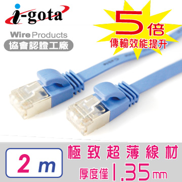 i-gota CAT6A超高速網路扁線 2M(LAN-F6A-002)