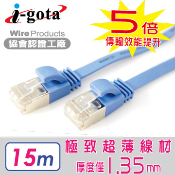 i-gota CAT6A超高速網路扁線 15M(LAN-F6A-015)