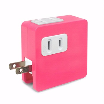 炫彩 SD-22U 2孔插座x2+雙USB埠 15A分接式插座-粉紅