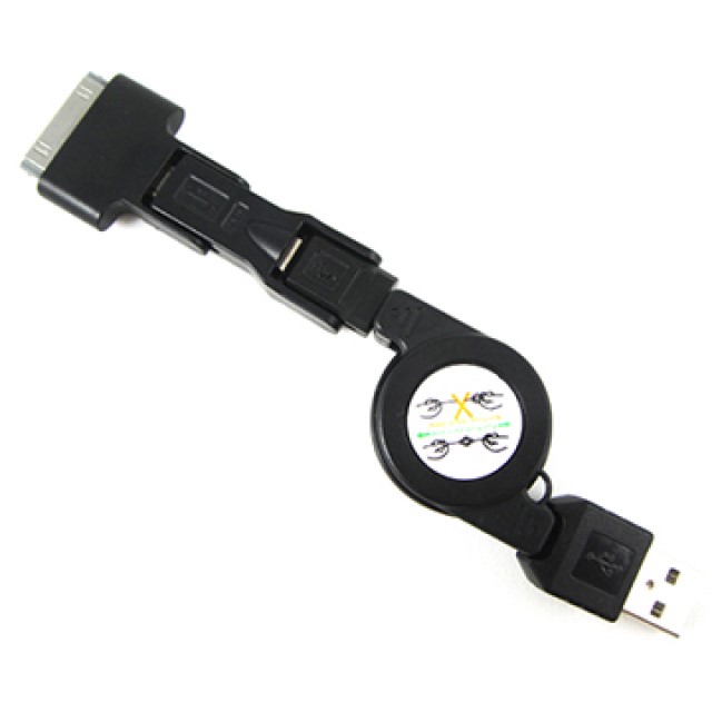 Apple iPad iPhone MICRO MINI 三合一雙拉伸縮線 USB伸縮充電線 傳輸線 攜帶方便