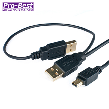 PRO-BEST 外接盒連接線USB公*2 對 miniUSB 5P