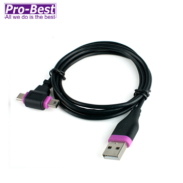 PRO-BEST USB3傳輸線AM-T型轉接頭 黑底粉紅