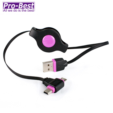 PRO-BEST USB3捲線器AM-T型轉接頭 黑底粉紅
