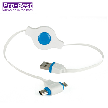 PRO-BEST USB3捲線器AM-T型轉接頭 白底藍