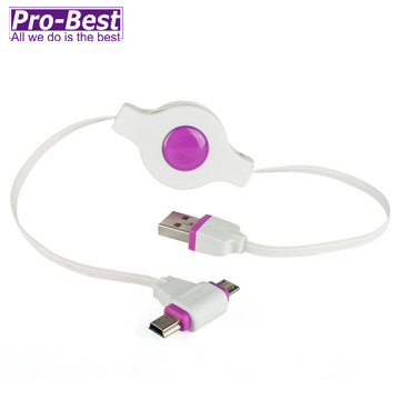 PRO-BEST USB3捲線器AM-T型轉接頭 白底粉紅