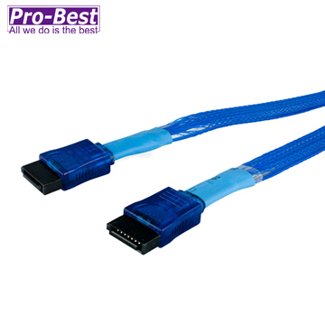 PRO-BEST SATA1排線,180對180,編織網,UV藍,L=50CM