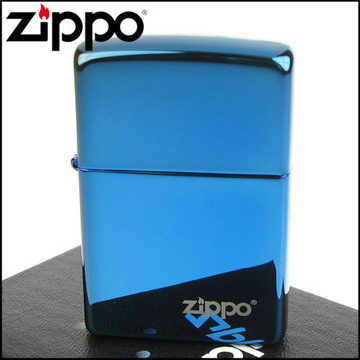 【ZIPPO】美系~LOGO字樣打火機~超質感Sapphire藍寶色鏡面