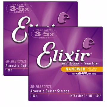 『Elixir民謠吉他弦』11002 ELIXER高品質腹膜琴弦 兩包特價組