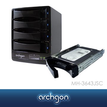 archgon 4-Bay SATA to USB 3.0 & eSATA抽取式硬碟外接盒 MH-3643JSC / 附8公分風扇