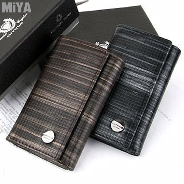 MiYA Lippi 義大利真皮絲線紋男用皮夾鑰匙包(牛皮) 棕咖黑色