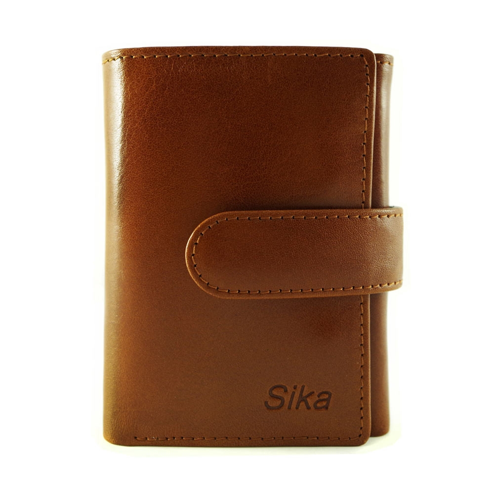 Sika - 義大利時尚真皮三折小皮夾A8280-01 - 原味褐