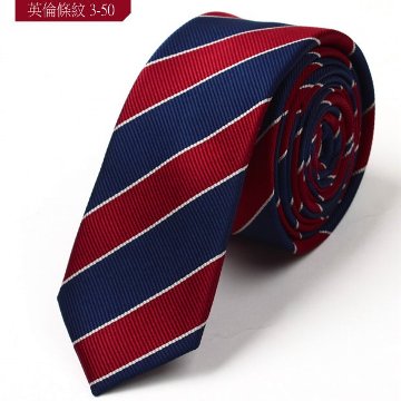 vivi領帶家族☆ 新款 韓版窄領帶 5CM (英倫藍紅白條3-50)