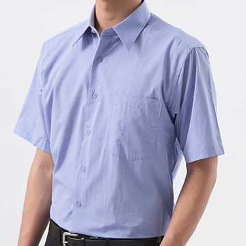 【GINNAAN 】簡約奢華優質選短袖襯衫(藍)