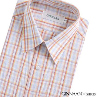 【GINNAAN 】奢華優質選短袖襯衫(橘色系格紋)