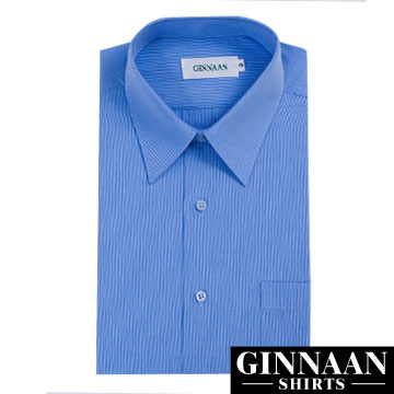 【GINNAAN 】簡約奢華優質選襯衫(尊貴藍細紋)