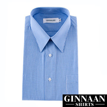 【GINNAAN 】簡約奢華優質選襯衫(基本藍格紋)