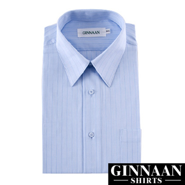 【GINNAAN 】簡約奢華優質選襯衫(淺藍底寬板藍細線)