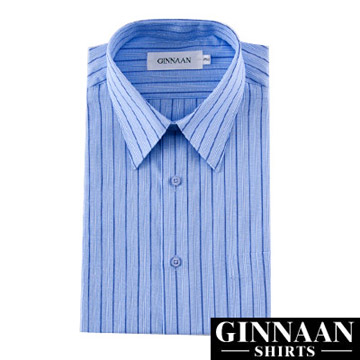 【GINNAAN 】簡約奢華優質選襯衫(休閒藍直條纹)