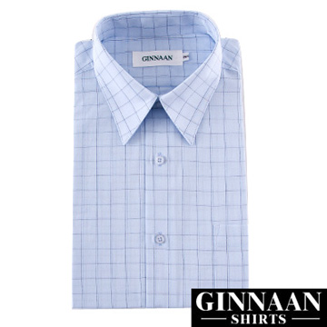 【GINNAAN 】簡約奢華優質選襯衫(簡單藍格紋)