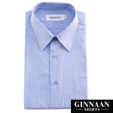 【GINNAAN 】簡約奢華優質長袖襯衫(清新藍白條)