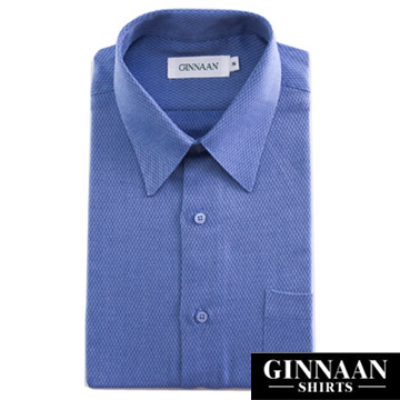 【GINNAAN 】簡約奢華優質長袖襯衫(質感深藍紋)
