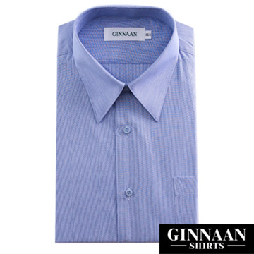 【GINNAAN 】簡約奢華優質長袖襯衫(細紋淺藍)