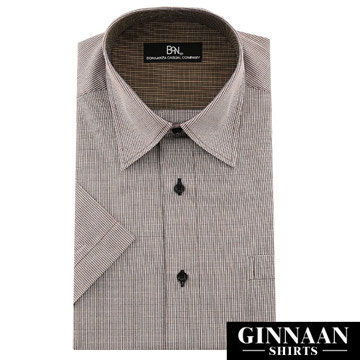 【GINNAAN 】奢華優質選短袖襯衫(復古咖格)