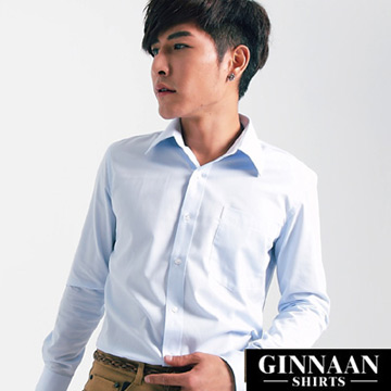【GINNAAN 】BON簡約奢華優質長袖襯衫(精簡天空藍)
