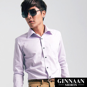 【GINNAAN 】BON簡約奢華優質長袖襯衫(精簡紫)