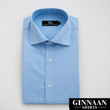 【GINNAAN 】BON簡約奢華優質長袖襯衫(雙色交叉藍格)
