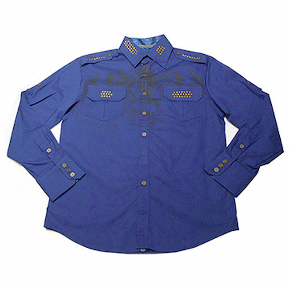 『摩達客』美國進口【Born Sinners】Sir Lucan 藍時尚長袖設計襯衫