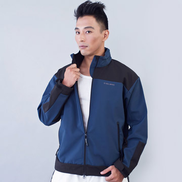 TECL-WOOD《96611》防風防水透氣保暖Soft Shell(軟殼)夾克(藍灰/黑)(男)
