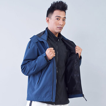 TECL-WOOD《96629》防風防水透氣保暖兩件式外套(Soft Shell防水外套+刷毛夾克)(藍灰色)(男)
