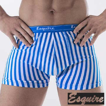 【Esquire】銀纖維男性條紋平口內褲(藍色三件組)