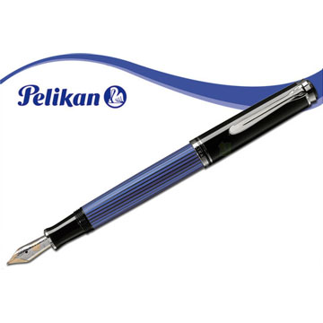 百利金Ｍ405黑藍條紋鋼筆