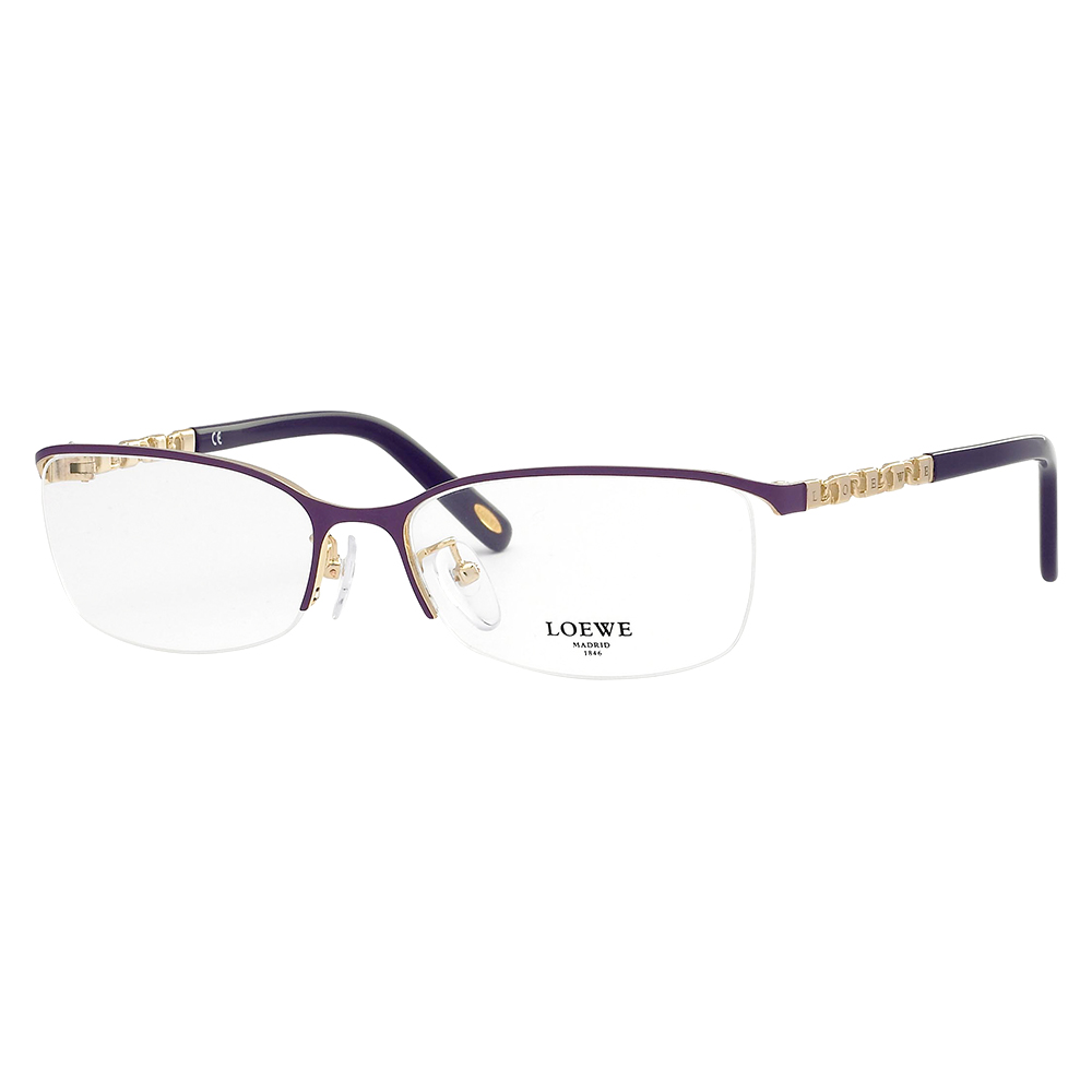 LOEWE 西班牙皇室品牌羅威法瑯質優雅奢華平光眼鏡(紫)VLW395-0E66