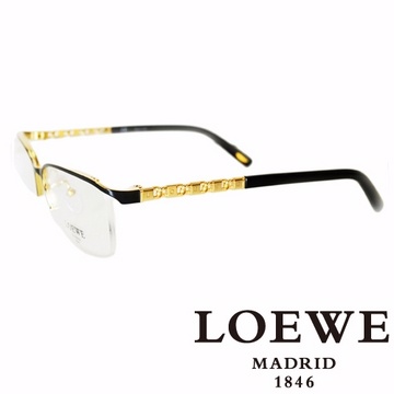LOEWE 西班牙皇室品牌羅威法瑯質優雅奢華平光眼鏡(黑)VLW395-08FH