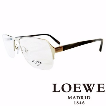 LOEWE 西班牙皇室品牌羅威法瑯質半框橢面平光眼鏡(銀)VLW413-0579