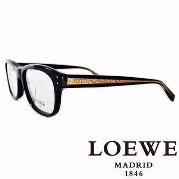 LOEWE 西班牙皇室品牌羅威金邊LOGO平光眼鏡(黑)VLW829-0700