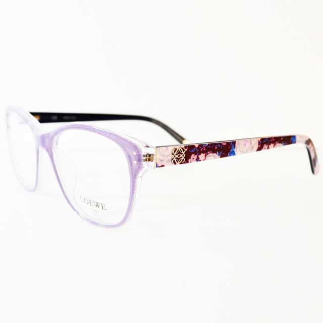 LOEWE 西班牙皇室品牌羅威貴族花邊平光眼鏡(紫花)VLW853-098E