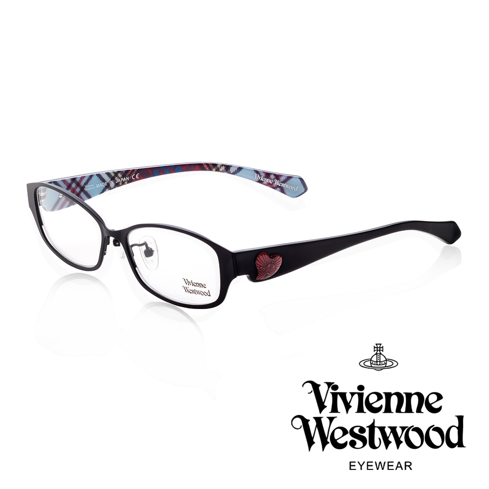 Vivienne Westwood 英國薇薇安魏斯伍德經典格紋愛心土星環款(黑+藍格紋)VW26501
