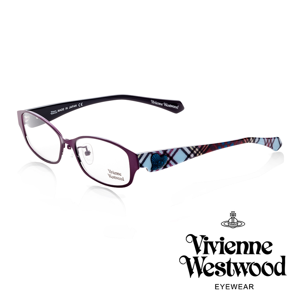 Vivienne Westwood 英國薇薇安魏斯伍德經典格紋愛心土星環款(桃紅+藍格紋)VW26503